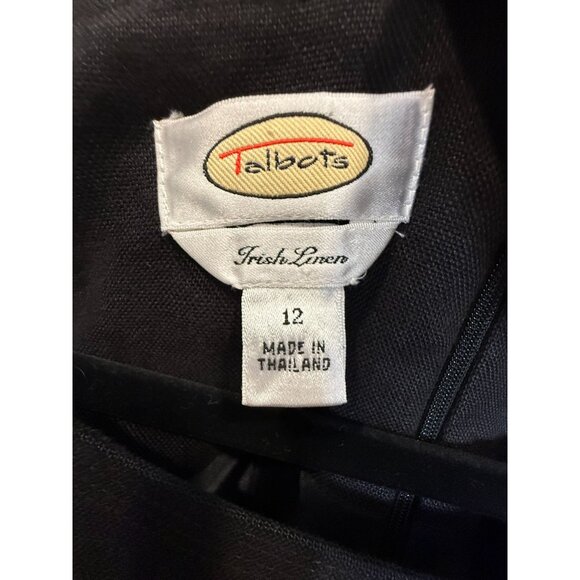 VTG Talbots Linen Black‎ Sleeveless A-Line Dress Size 12 Elegant Resort Vacation - Picture 4 of 5